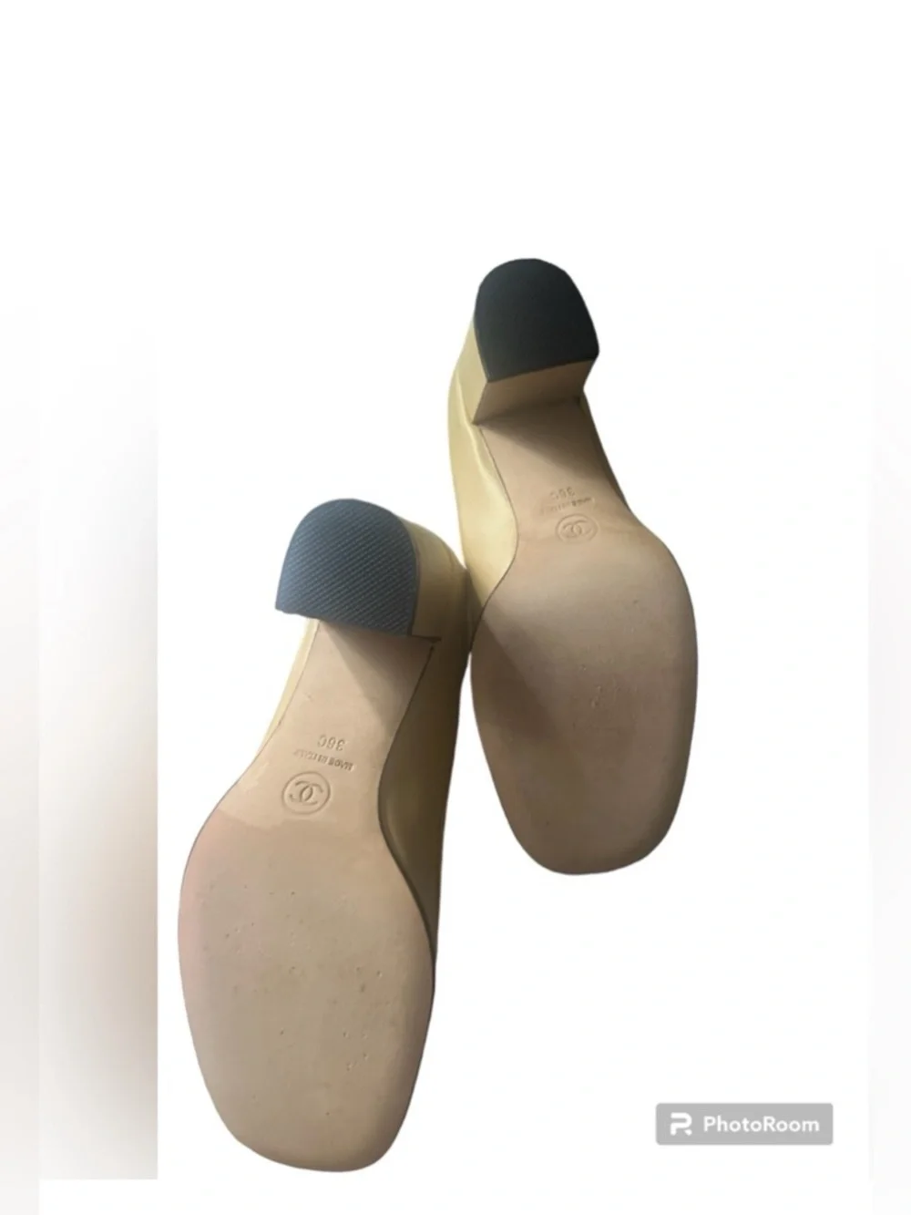 Chanel Beige Leather Low Block Heel Pumps - Picture 5 of 6
